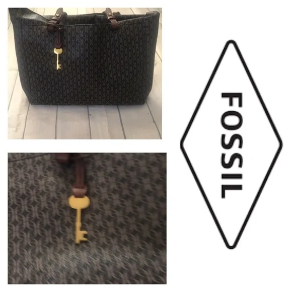 Fossil Black and Brown Tote Bag - Picture 1 of 5